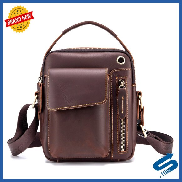 Genuine Leather Messenger Bag Crossbody Shoulder Bag Business Travel